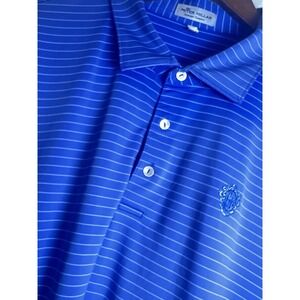Peter Millar Polo Shirt‎ Golf Mens XL  Blue Summer Comfort Stripes Logo Stretch